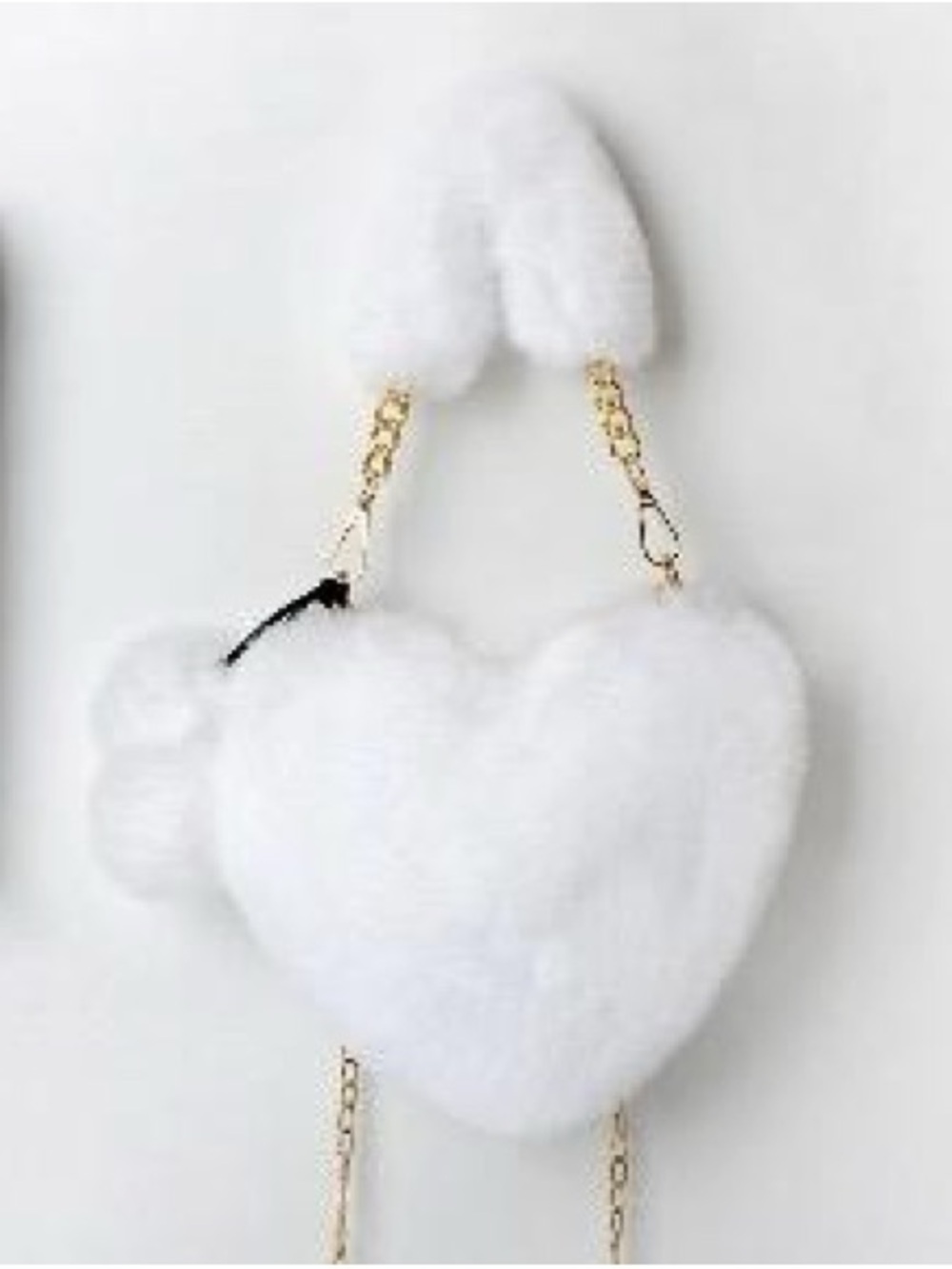 White Faux-Fur Heart Mini Bag - Soft Plush Crossbody